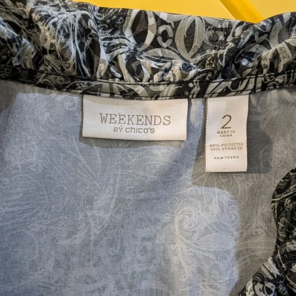 WEEKENDS BY CHICO'S long sleeve zippered front gray lightweight jacket sz 2 sz 1 - Picture 8 of 10